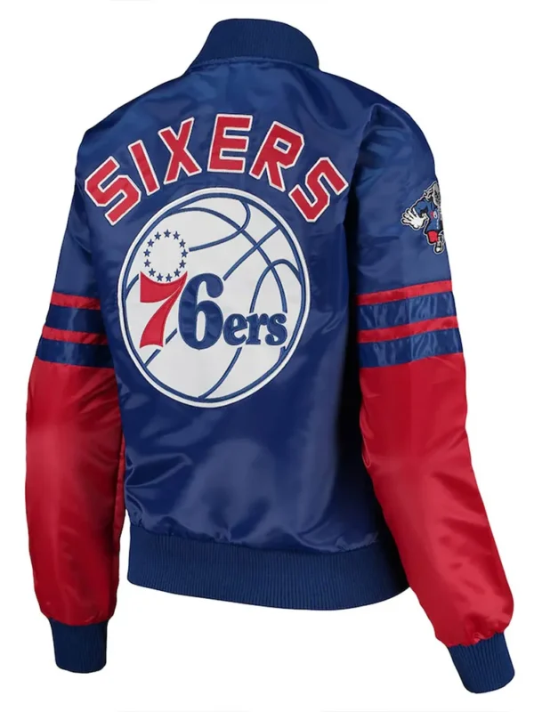 Philadelphia 76ers Tie Breaker Blue Satin Jacket
