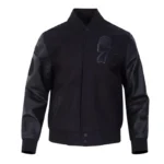 Philadelphia 76ers Triple Black Varsity Wool-Leather Jacket
