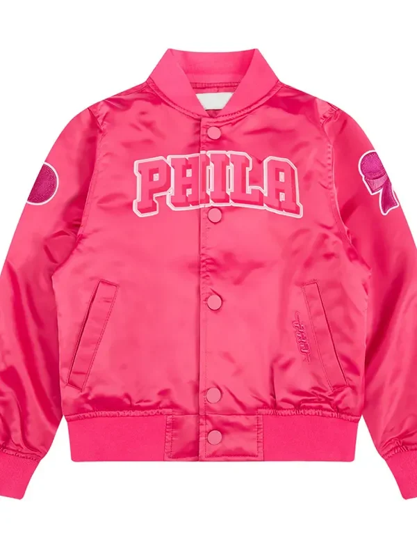 Philadelphia 76ers Triple Pink Satin Jacket