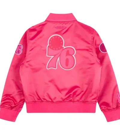 Philadelphia 76ers Triple Pink Satin Jacket