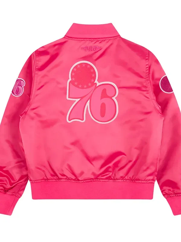 Philadelphia 76ers Triple Pink Satin Jacket