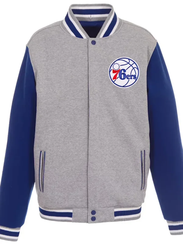 Philadelphia 76ers Varsity Gray and Royal Wool Jacket