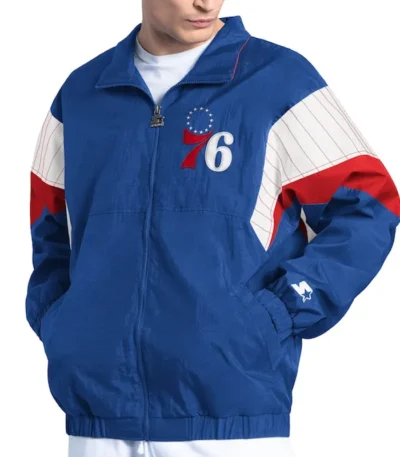Philadelphia 76ers Yard Line Royal Full-Zip Jacket