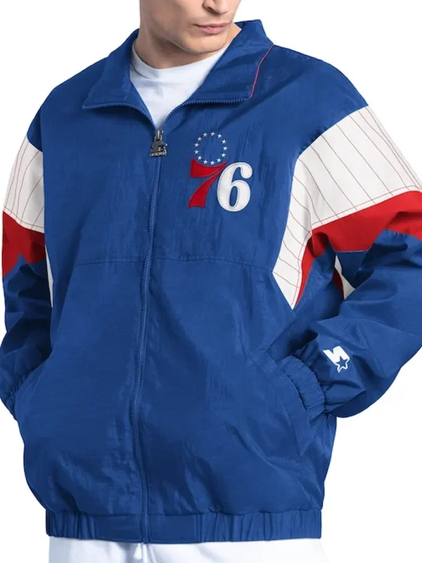 Philadelphia 76ers Yard Line Royal Full-Zip Jacket
