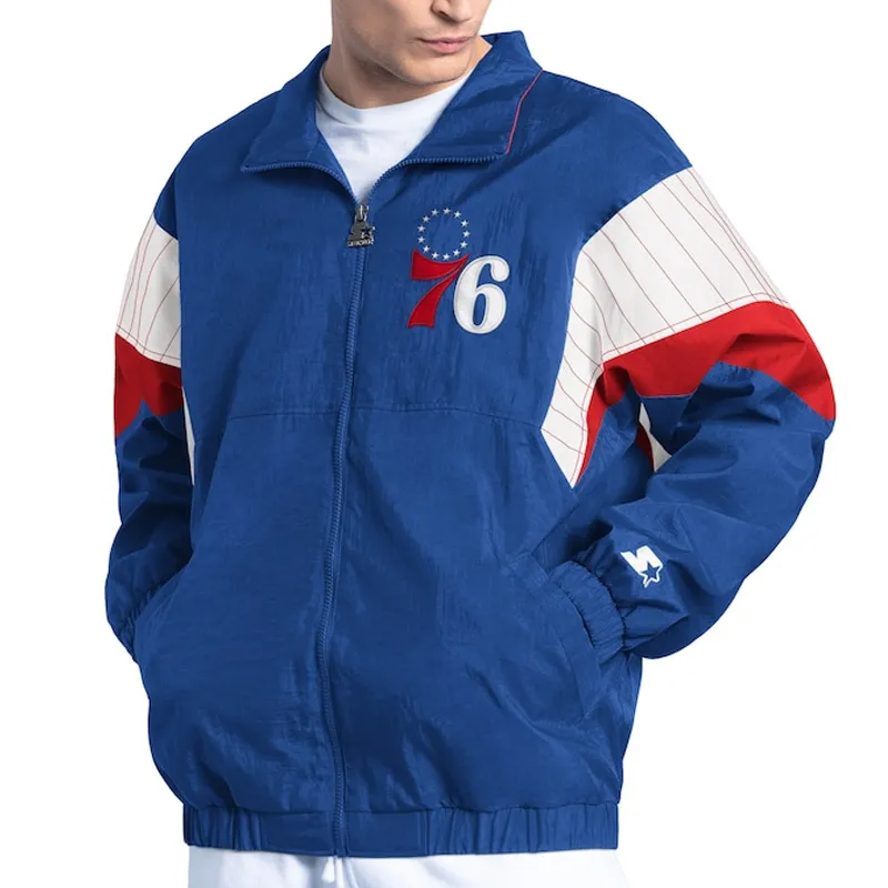 Philadelphia 76ers Yard Line Royal Full-Zip Jacket Philadelphia 76ers Yard Line Royal Full-Zip Jacket