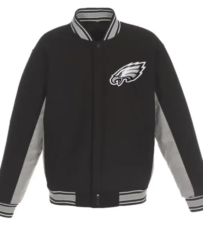 Philadelphia Eagles Black And Gray Varsity Wool Jacket