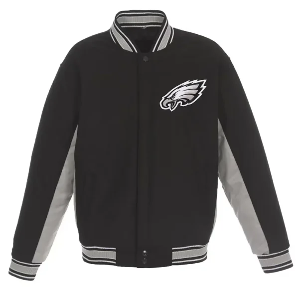 Philadelphia Eagles Black And Gray Varsity Wool Jacket