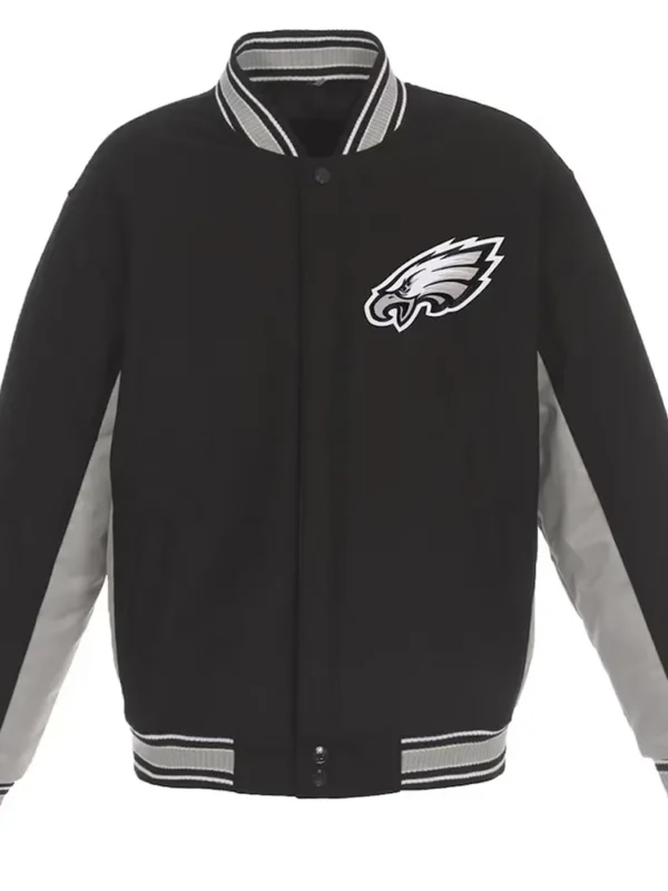 Philadelphia Eagles Black And Gray Varsity Wool Jacket