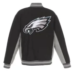 Philadelphia Eagles Black And Gray Varsity Wool Jacket