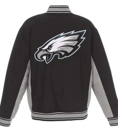 Philadelphia Eagles Black And Gray Varsity Wool Jacket