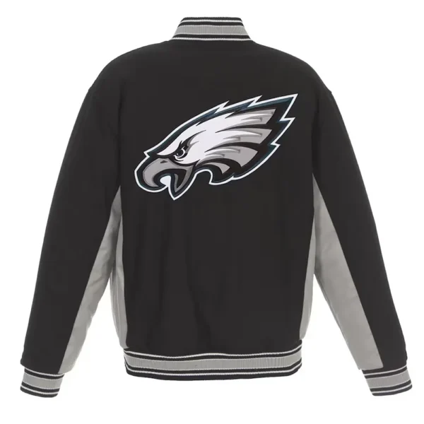 Philadelphia Eagles Black And Gray Varsity Wool Jacket