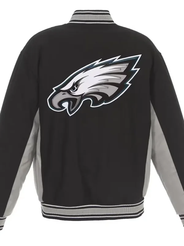Philadelphia Eagles Black And Gray Varsity Wool Jacket