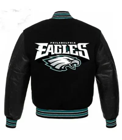 Philadelphia Eagles Black Wool And Leather Jacket