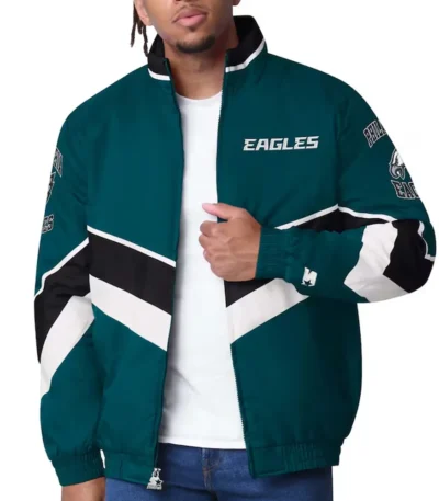 Philadelphia Eagles Captain Midnight Green Varsity Satin Jacket