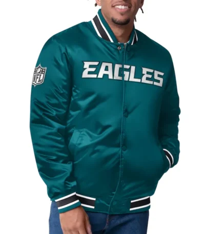 Philadelphia Eagles Closer Midnight Green/silver Satin Jacket