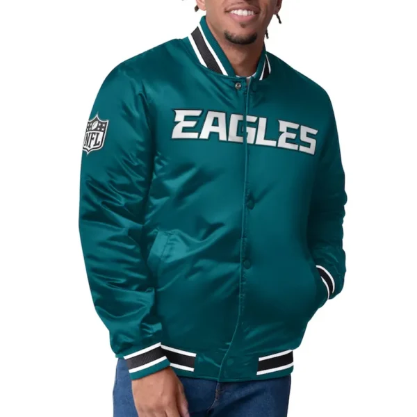 Philadelphia Eagles Closer Midnight Green/silver Satin Jacket