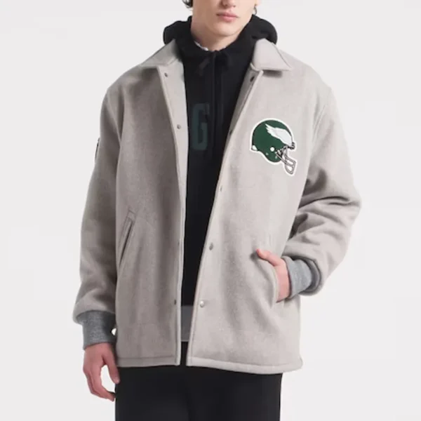 Philadelphia Eagles Heather Gray Striped Fleece Jacket