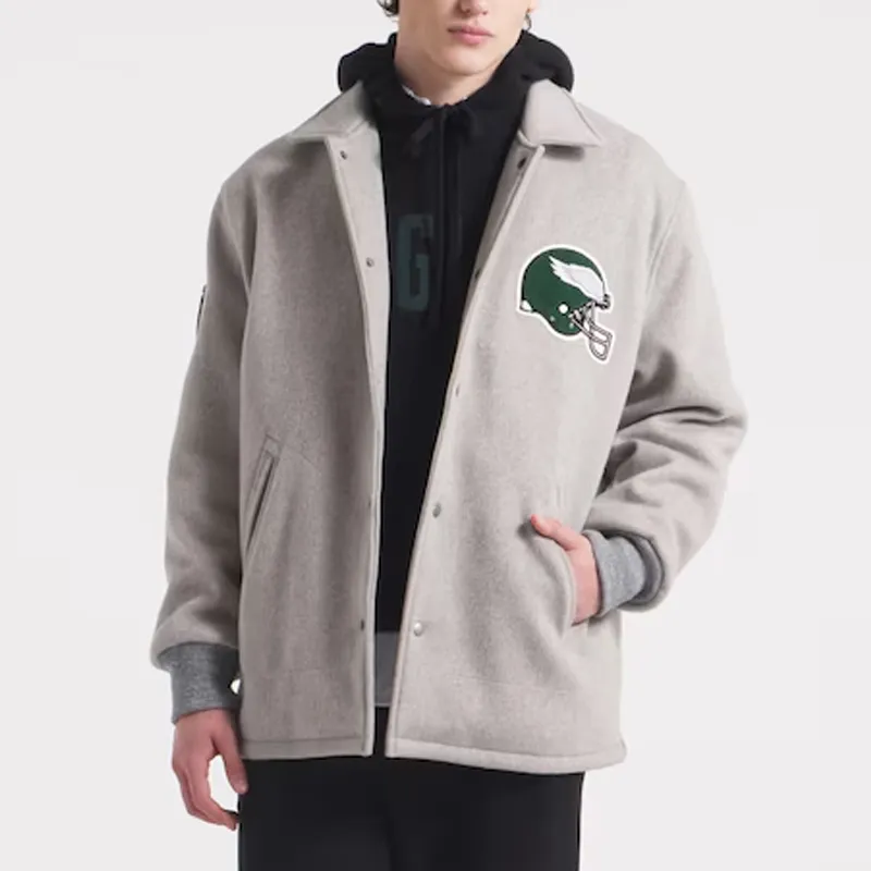 Philadelphia Eagles Coaches Heather Gray Wool Jacket Philadelphia Eagles Coaches Heather Gray Wool Jacket