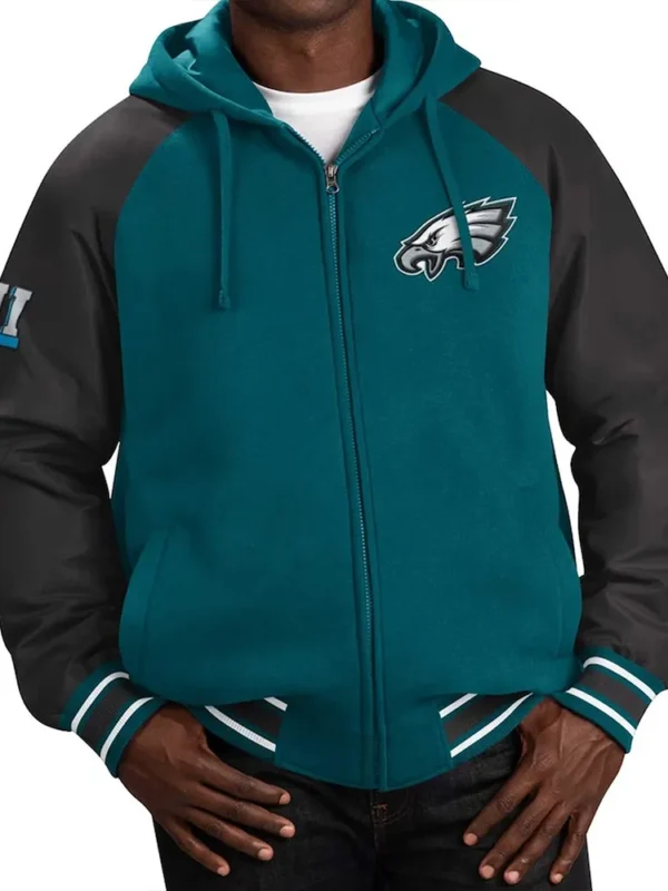 Philadelphia Eagles Defender Green Hoodie Varsity Jacket