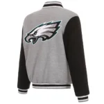Philadelphia Eagles Gray And Black Varsity Wool Jacket