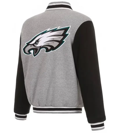 Philadelphia Eagles Gray And Black Varsity Wool Jacket
