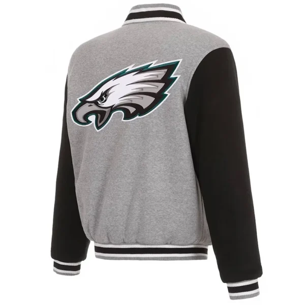 Philadelphia Eagles Gray And Black Varsity Wool Jacket