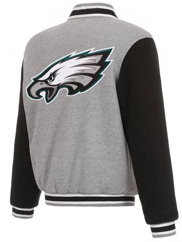 Philadelphia Eagles Gray And Black Varsity Wool Jacket