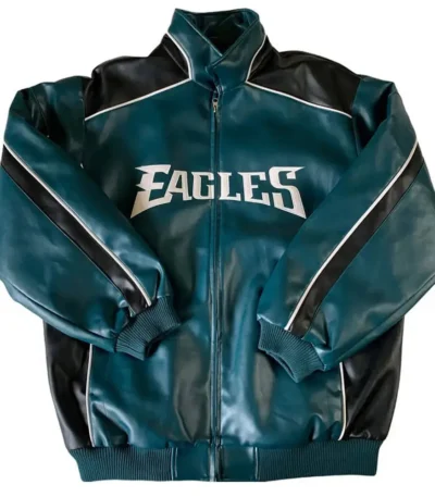 Philadelphia Eagles Green And Black Leather Jacket