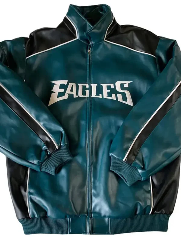 Philadelphia Eagles Green And Black Leather Jacket