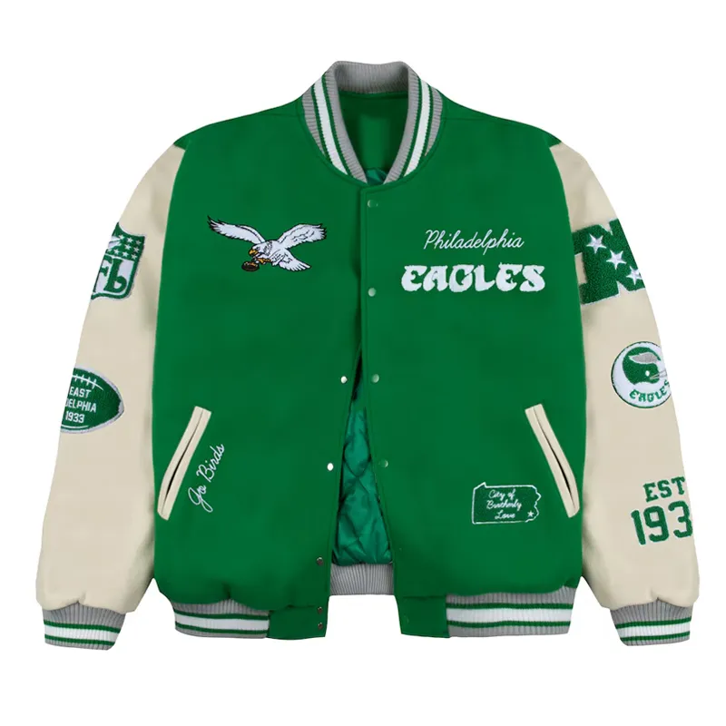 Philadelphia Eagles Green And Black Throwback Jacket Philadelphia Eagles Green And Black Throwback Jacket