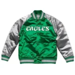 Philadelphia Eagles Green And Silver Varsity Satin Jacket