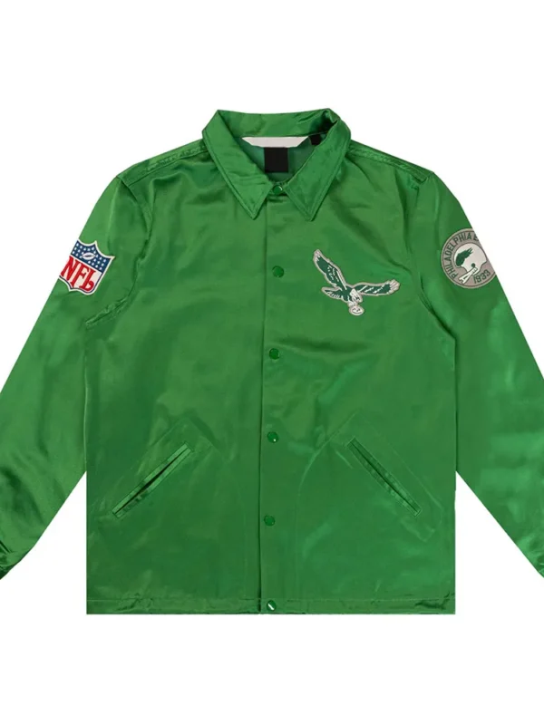 Philadelphia Eagles Green Satin Windbreaker