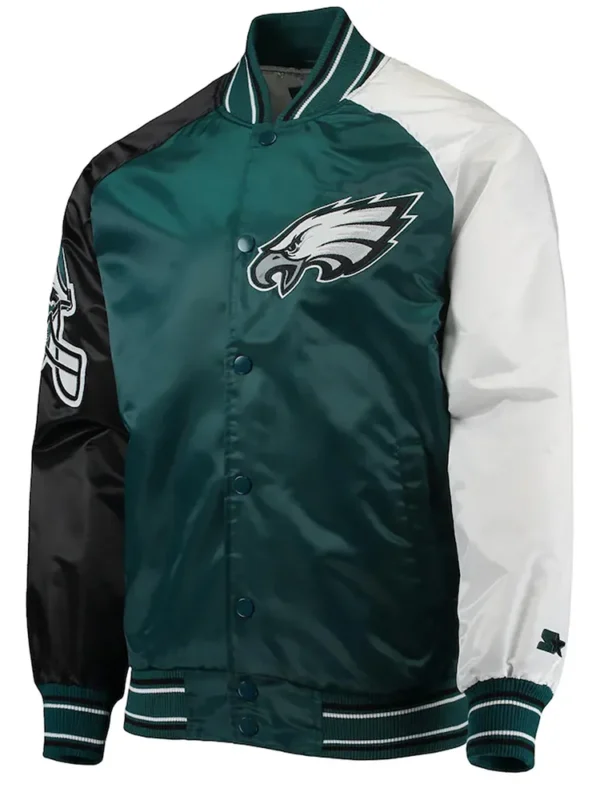 Philadelphia Eagles Green The Reliever Satin Jacket