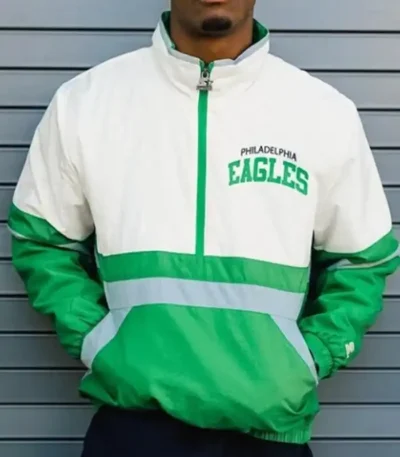 Philadelphia Eagles Green and White Starter Jacket