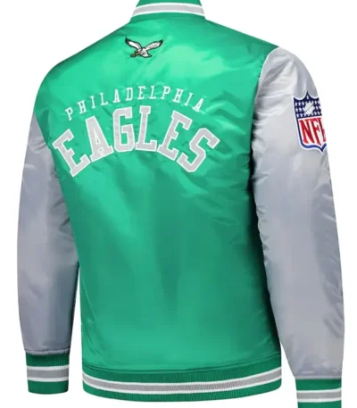 Philadelphia Eagles Kelly Green And Gray Team Satin Jacket