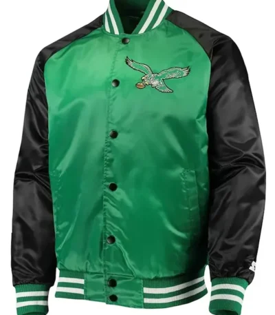 Philadelphia Eagles Lead Off Green/black Satin Jacket
