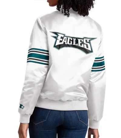 Philadelphia Eagles Line Up White Satin Jacket