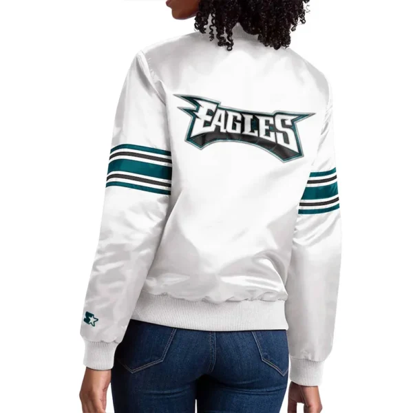 Philadelphia Eagles Line Up White Satin Jacket
