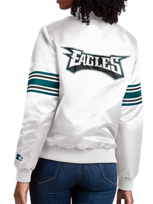Philadelphia Eagles Line Up White Satin Jacket