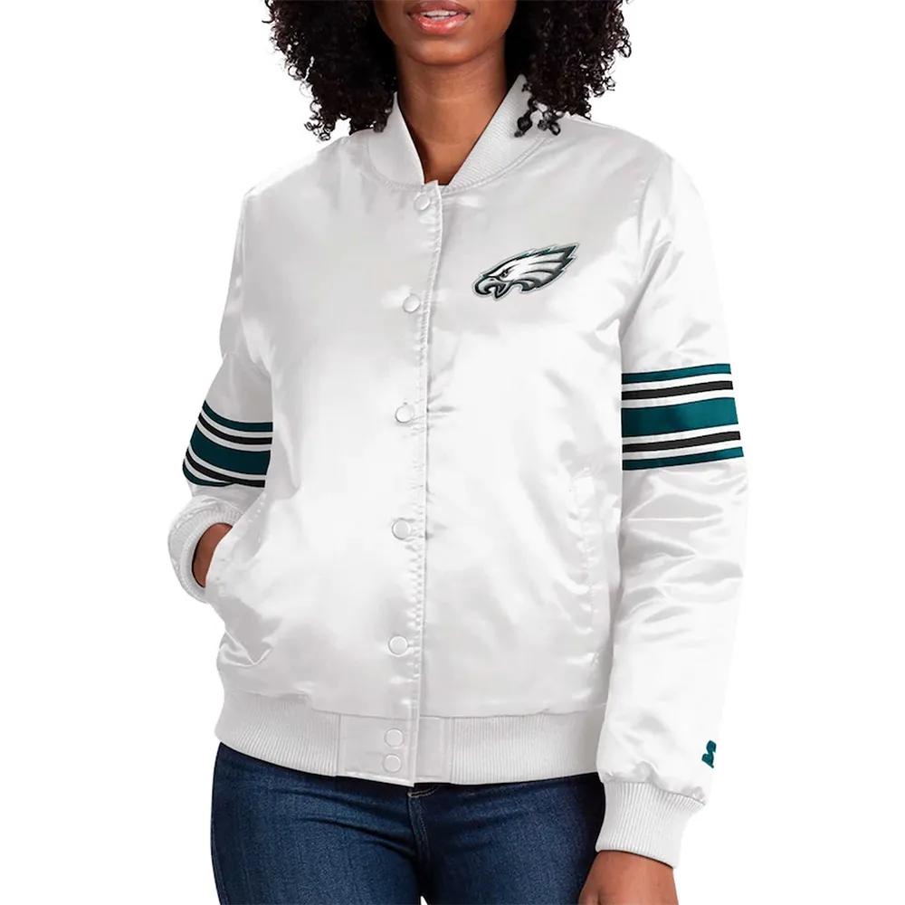 Philadelphia Eagles Line Up White Satin Jacket Philadelphia Eagles Line Up White Satin Jacket