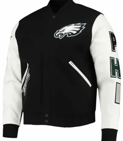 Philadelphia Eagles Logo Black And White Letterman Jacket