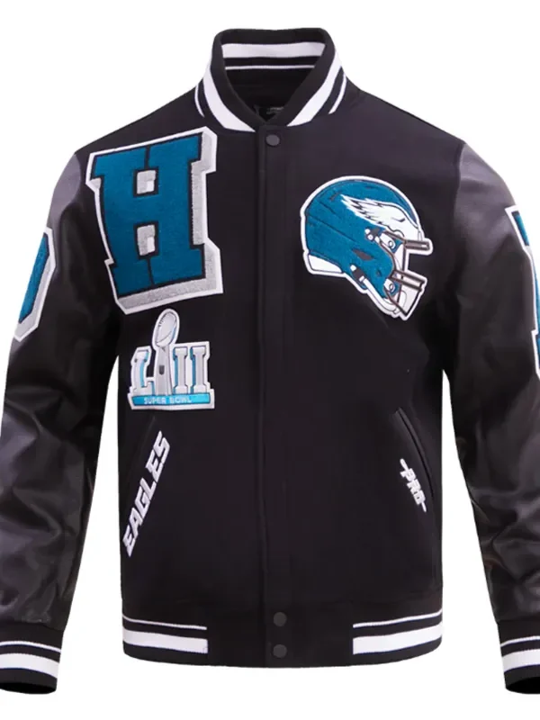 Philadelphia Eagles Mashup Rib Varsity Wool/leather Jacket