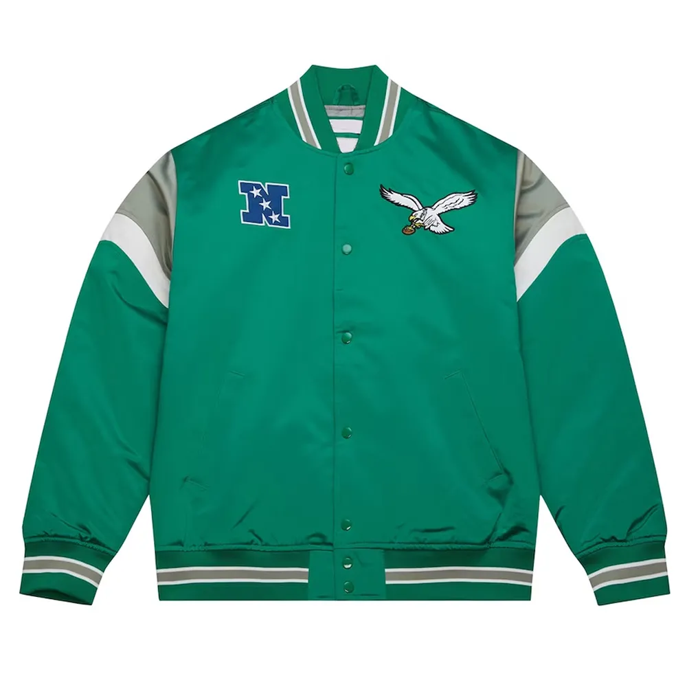 Philadelphia Eagles Midweight Kelly Green Satin Jacket Philadelphia Eagles Midweight Kelly Green Satin Jacket