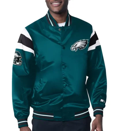 Philadelphia Eagles Midweight Midnight Green Satin Jacket