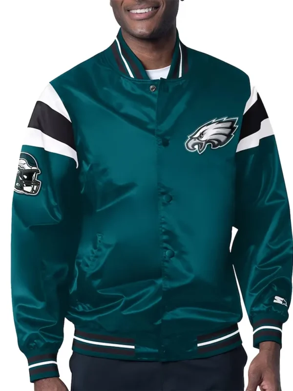 Philadelphia Eagles Midweight Midnight Green Satin Jacket