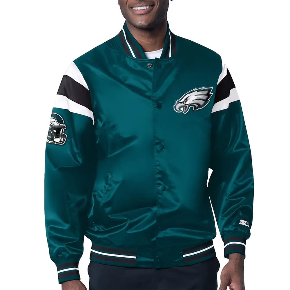 Philadelphia Eagles Midweight Midnight Green Satin Jacket Philadelphia Eagles Midweight Midnight Green Satin Jacket