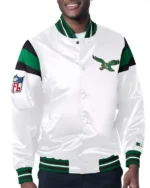Philadelphia Eagles Midweight White Satin Jacket