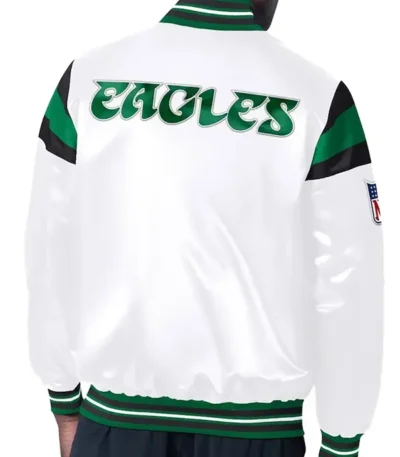 Philadelphia Eagles Midweight White Satin Jacket