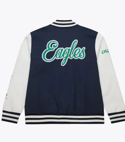 Philadelphia Eagles Navy And White Fleece Varsity Jacket