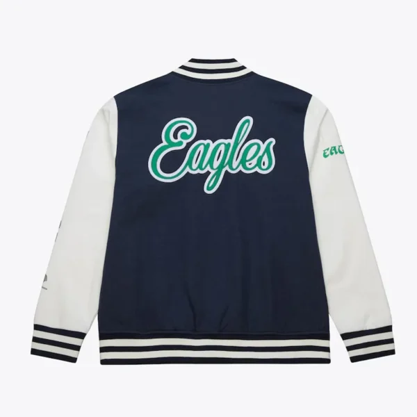 Philadelphia Eagles Navy And White Fleece Varsity Jacket